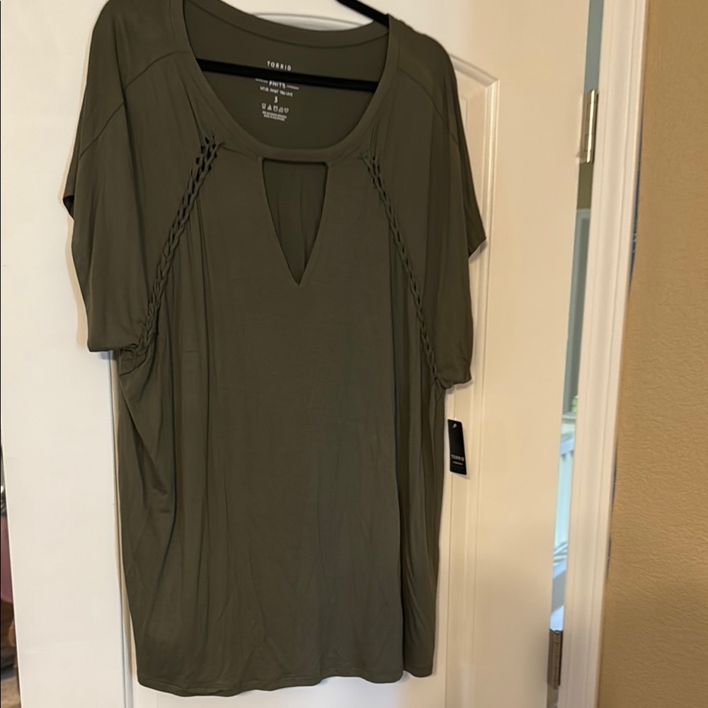 Torrid Green Cut Out Relaxed Blouse